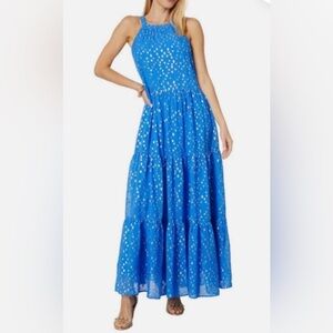 Lilly Pulitzer Beccalyn Maxi Blue Dress Block Print NWT M